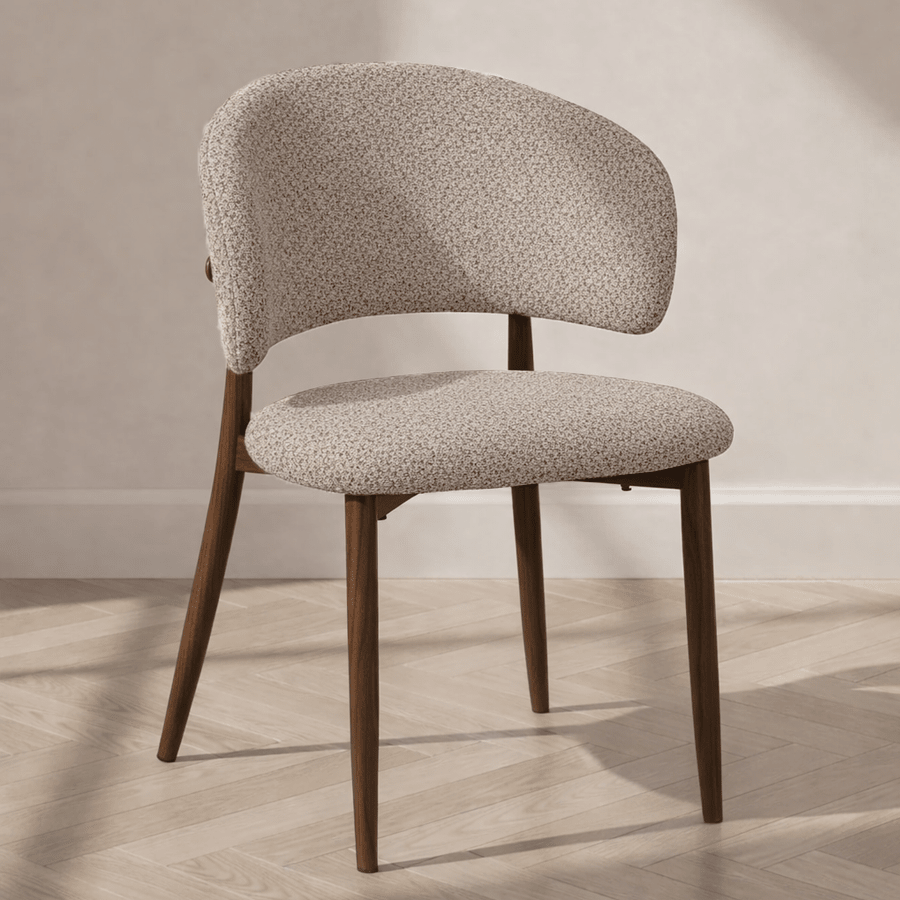 Japandi dining chair Yura beige - walnut look frame