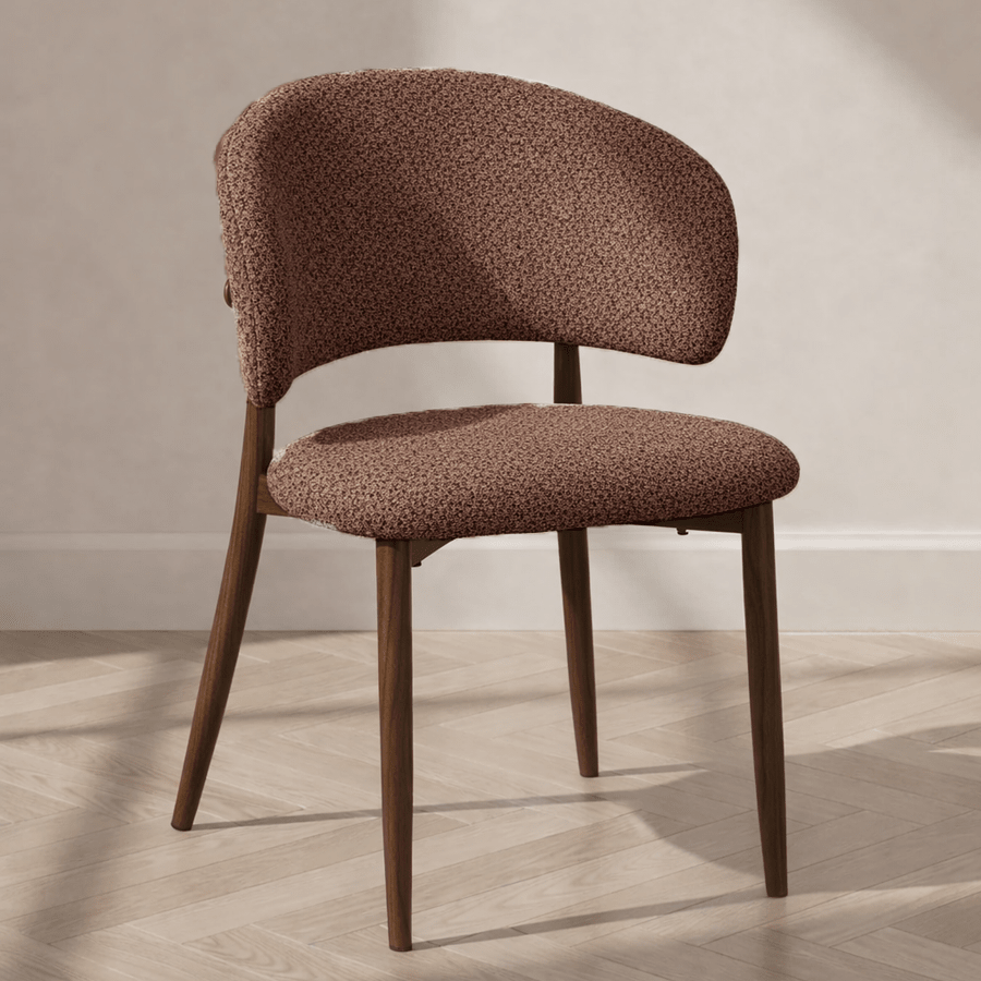 Japandi dining chair Yura copper - walnut look frame