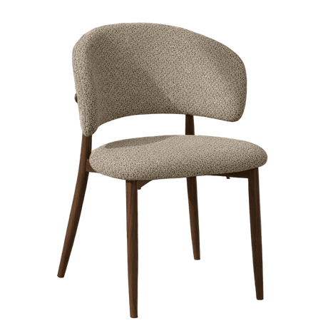 White photo Japandi Dining room chair Yura Sand - Walnut look Frame
