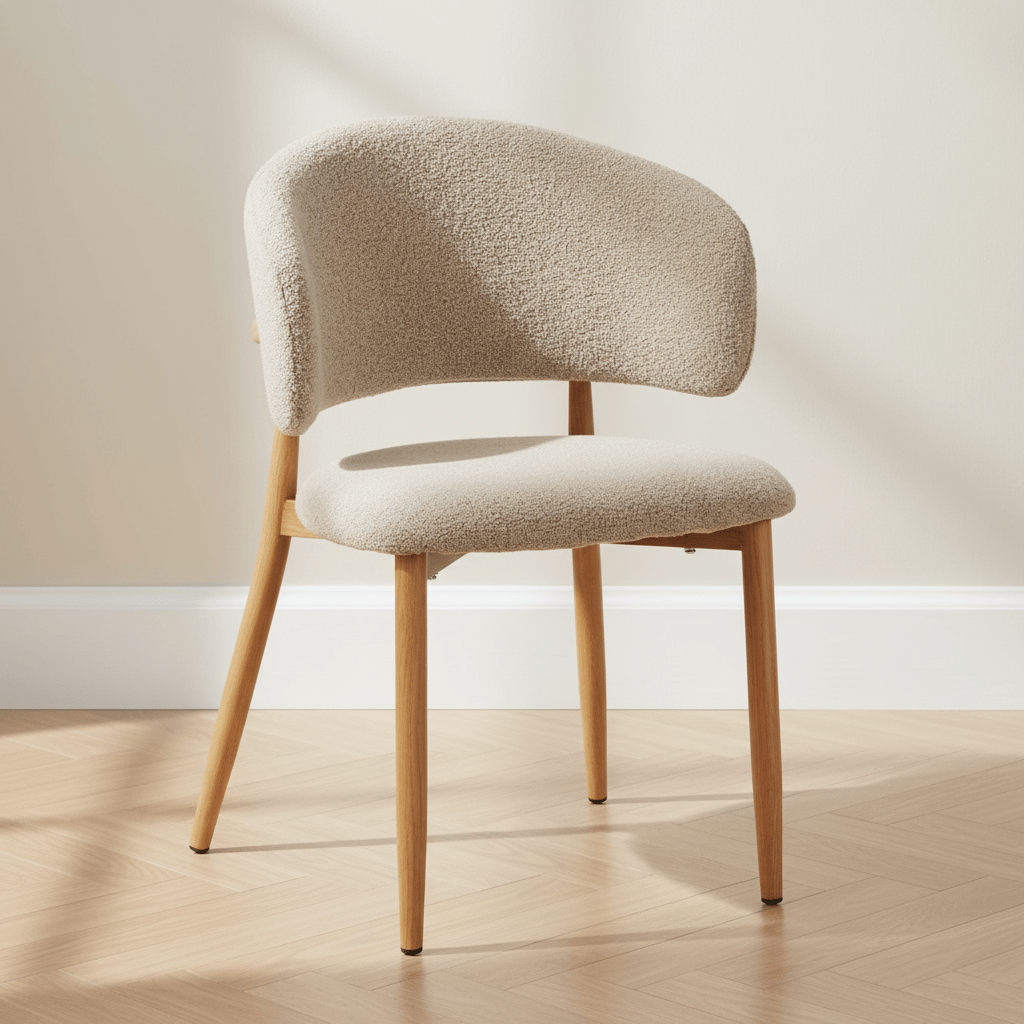 Japandi Dining Room Chair Yuka Sand - Oak Look Frame – Dimehouse