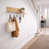 Coat racks - Coat rack Oak wood Melamine - 5 - Angled White - 65 cm - Lagona - Dimehouse