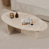Salontafels - Kiezelvormige salontafel Travertin Japandi - 120 x 60 cm - Baro - Dimehouse