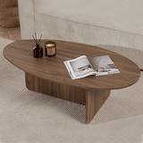 Pebble-shaped coffee table walnut – 120 x 60 cm – Baro