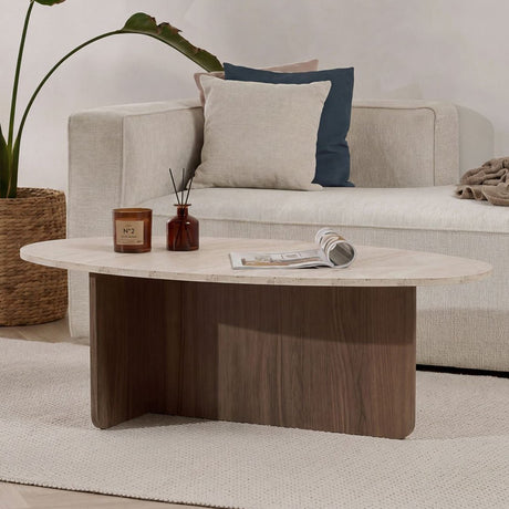 Pebble-shaped coffee table travertine – 120 x 60 cm – Baro