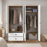 Wardrobe Walnut White Melamine - Hang and lay - 120x170x42.5 cm - Aspen