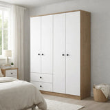 Wardrobe Walnut White Melamine - Hang and lay - 120x170x42.5 cm - Aspen