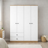 Wardrobe Walnut White Melamine - Hang and lay - 120x170x42.5 cm - Aspen
