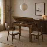 Eettafels - Kleine eettafel Walnoot Melamine - 110 cm - met opbergruimte - Kara - Dimehouse