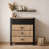 Chest of drawers cosmo Atlantic pine wood black melamine