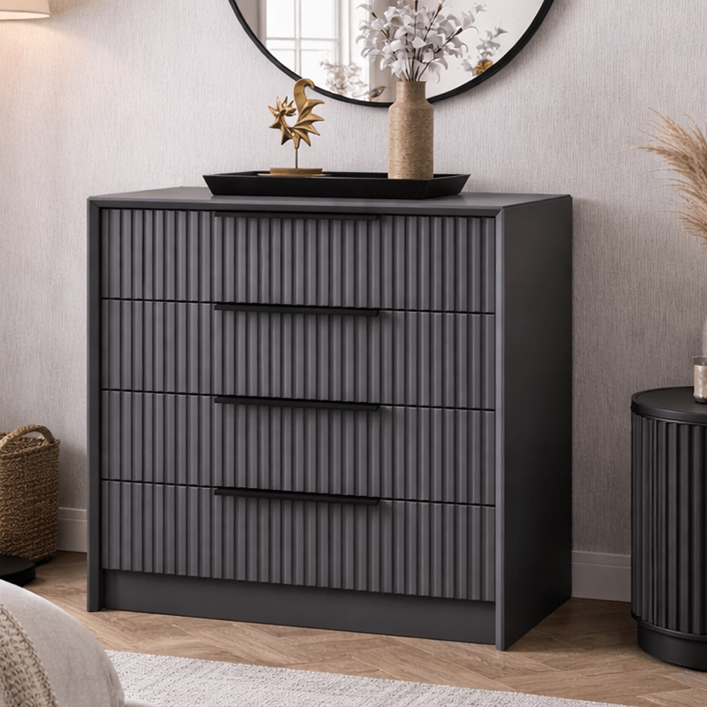 Chest of drawers bare luxury anthracite melamine 70x77x45 cm