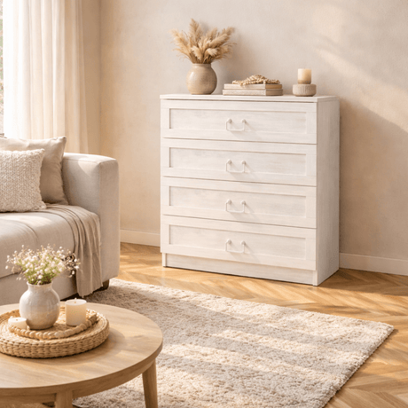 Chest of drawers bare white melamine 72x42x77 cm