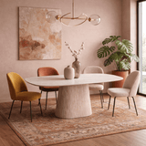 Sintered Stone Marble Look Travertine Dining Table Lea 180x90 cm - Danish Oval