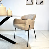 Dining room chair Bouclé Beige - Japandi - round shapes - Lola