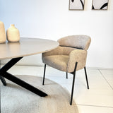 Dining room chair Bouclé Beige - Japandi - round shapes - Lola