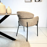 Dining room chair Bouclé Beige - Japandi - round shapes - Lola