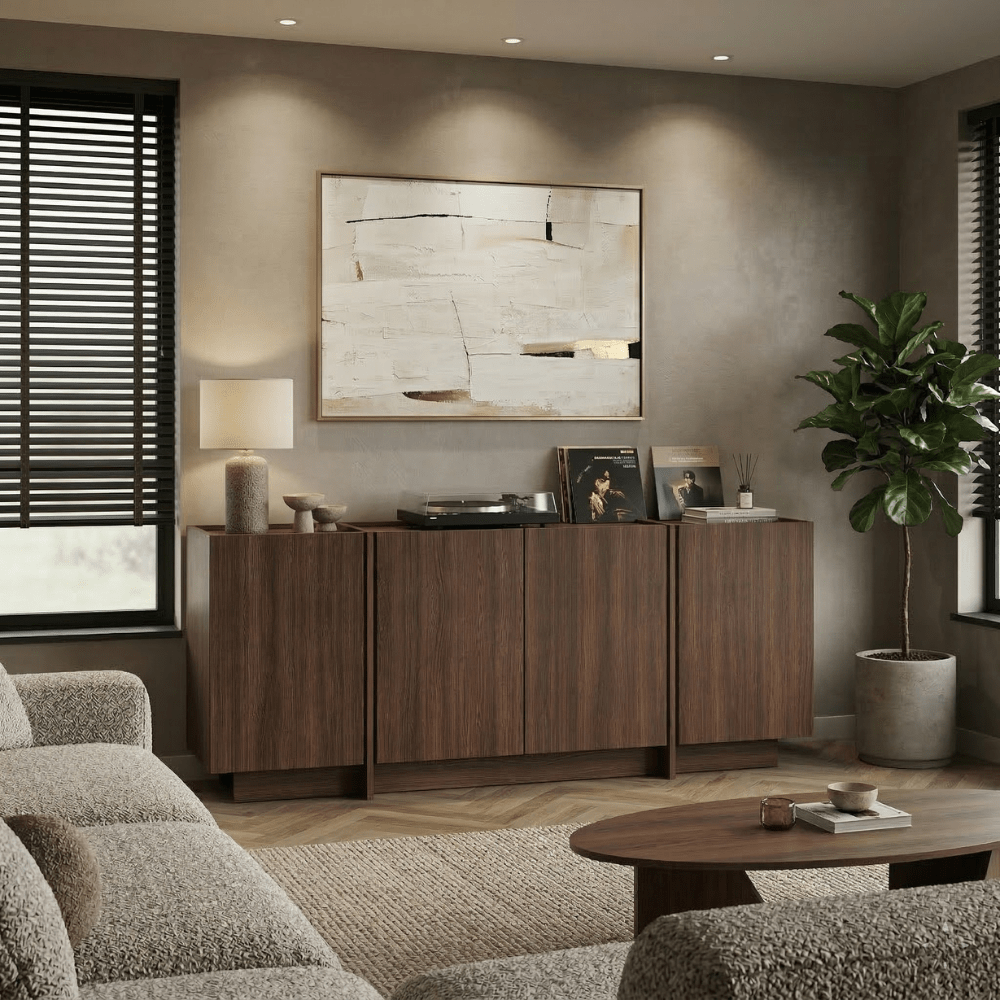 Lowen walnut melamine sideboard 180x45x80 cm