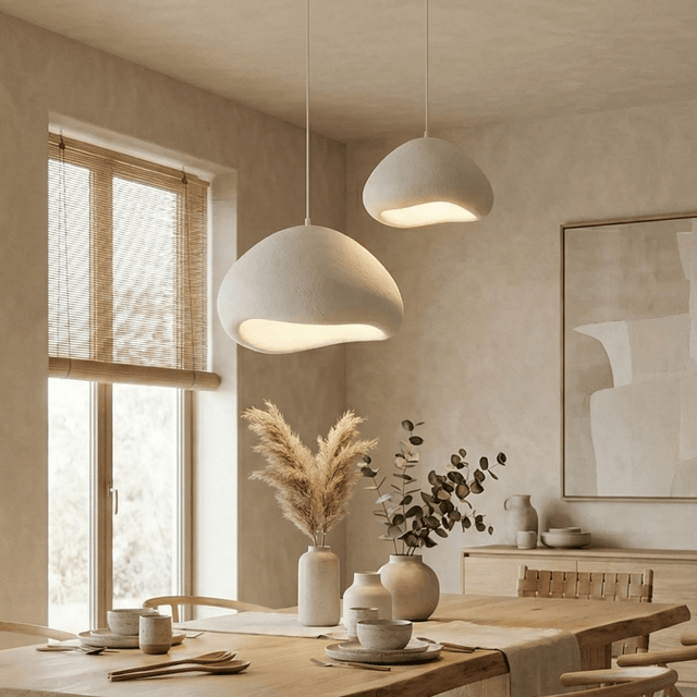 Hanglampen - Luxe Hanglamp Wit Ø50 cm en Ø40 – Glasvezel kappen - Eleonora - Dimehouse