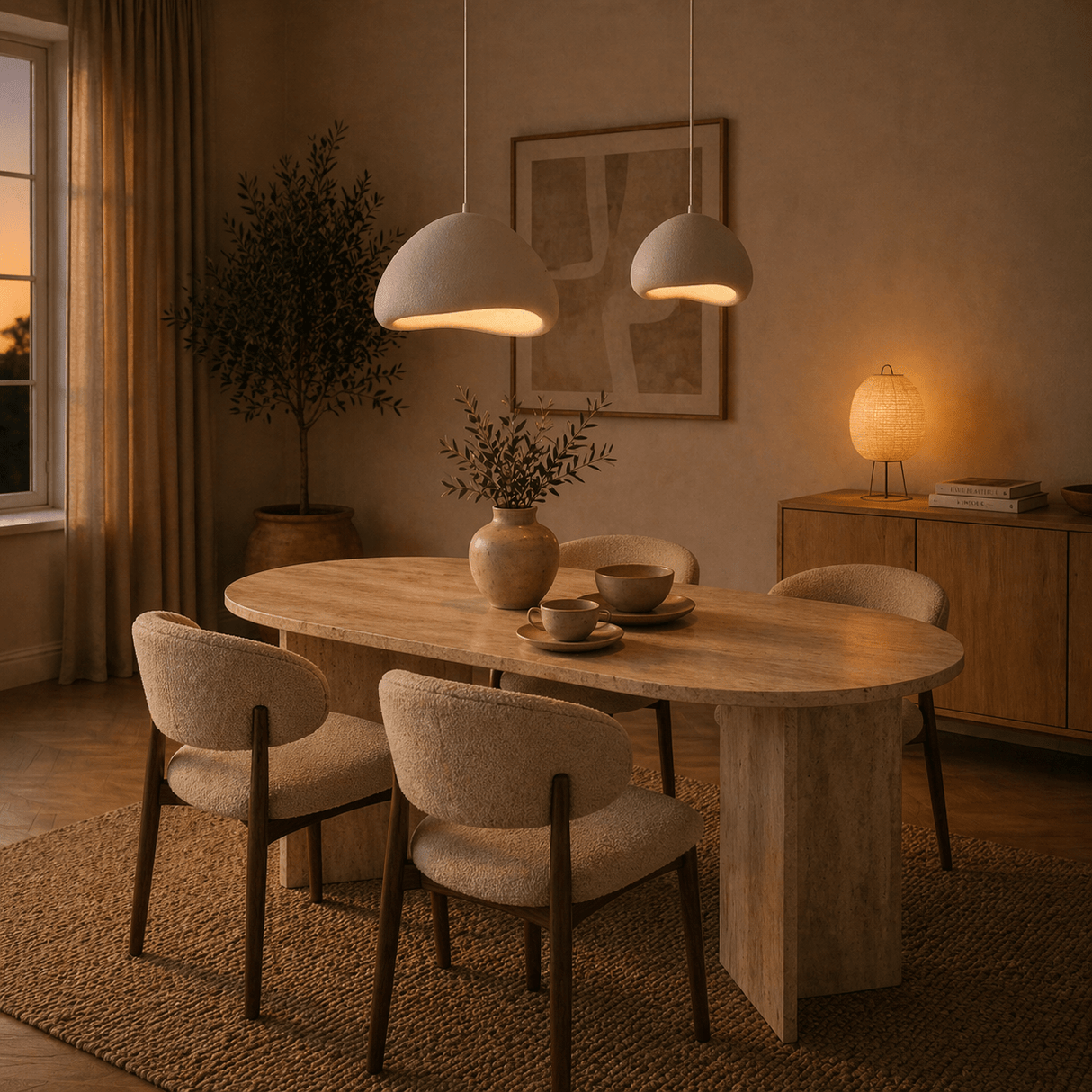 Hanglampen - Luxe Hanglamp Wit Ø50 cm en Ø40 – Glasvezel kappen - Eleonora - Dimehouse