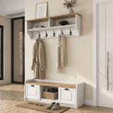 Furniture set Coat rack - Shoe cabinet - White-Walnut Melamine 