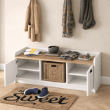 Furniture set Coat rack - Shoe cabinet - White-Walnut Melamine 