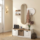 Furniture set Coat rack - Mirror - Shoe cabinet - White-Walnut Melamine 