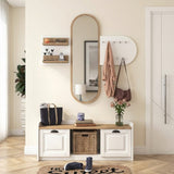 Furniture set Coat rack - Mirror - Shoe cabinet - White-Walnut Melamine 