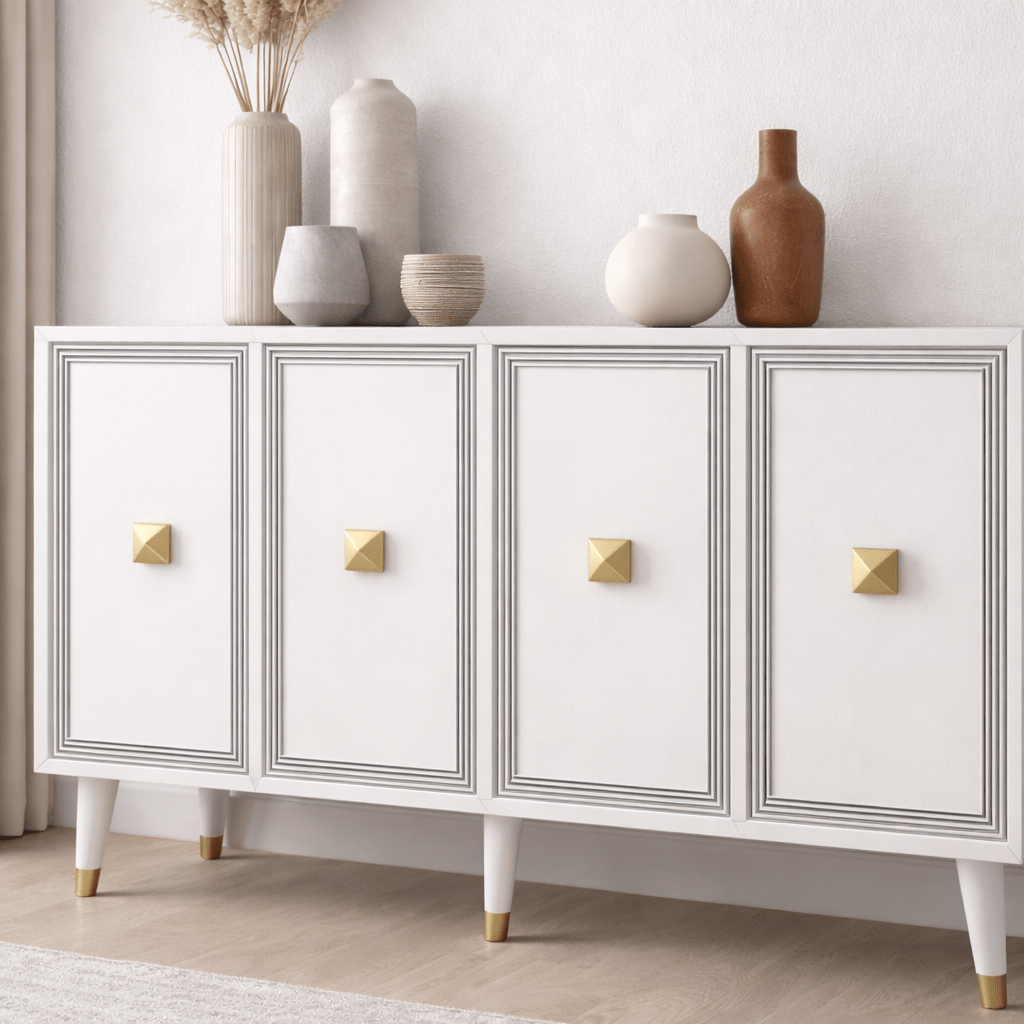 Dressoirs - Modern Dressoir Ansel Wit - Goud Melamine 120 cm - Dimehouse