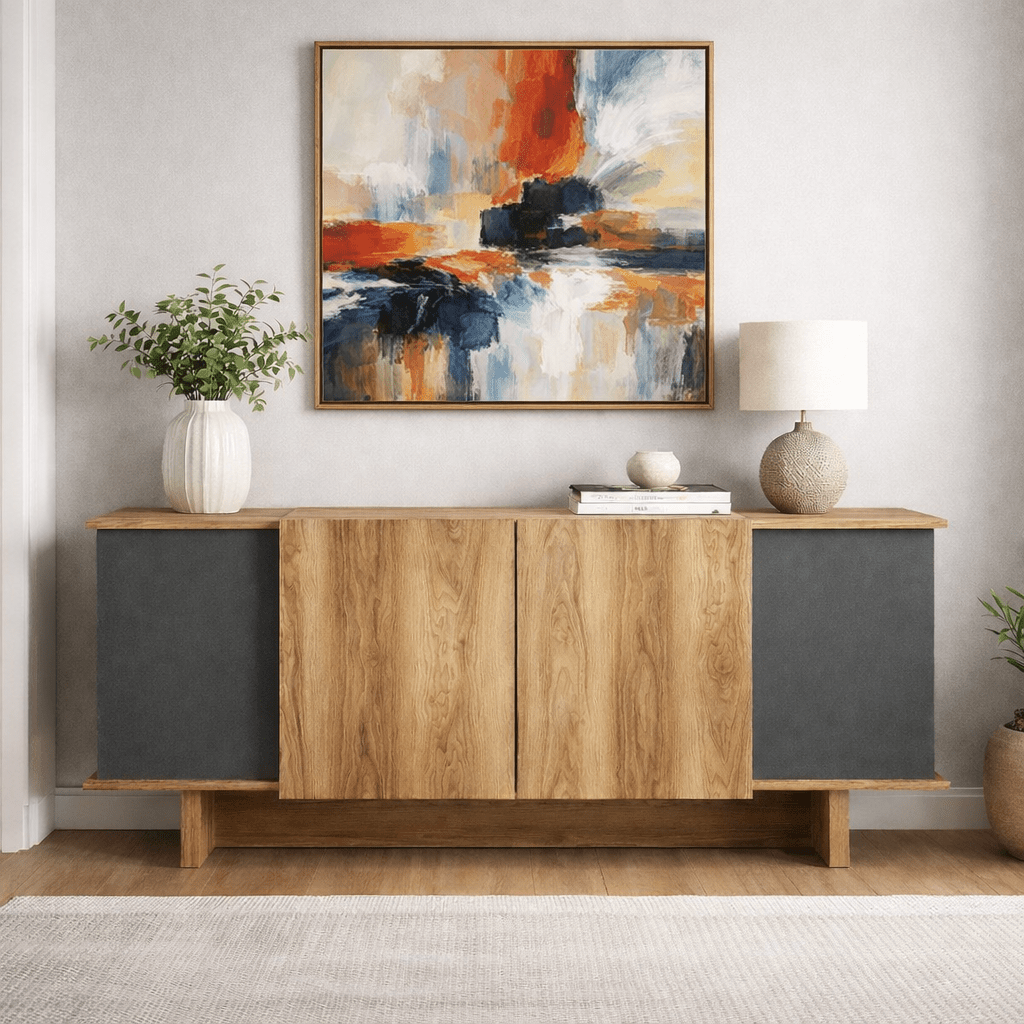 Modern Sideboard Anthracite–Walnut Look Melamine Diana 180 cm
