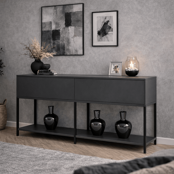 moderne dressoir Modern Dressoir Anthracite Lord 150x30x80 - Black Frame