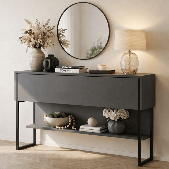 moderne dressoir Dressoirs kast modern Design met Latten patroon zwart 154cm