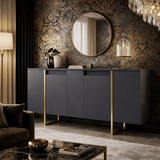 Modern Sideboard Anthracite Luxury 160x80x35 - Golden Frame 
