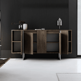Modern Dresser Walnut Luxury 160x80x35 - Silver Frame