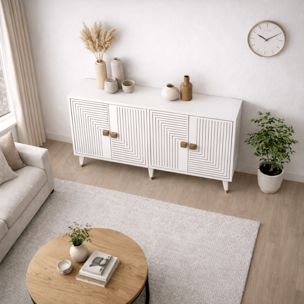 Dressoirs - Modern Dressoir Wit - Goud 120 cm Melamine Ahart - Dimehouse
