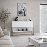 Modern Sideboard White Luxury 120x80x30 - Silver Frame - One Compartment 