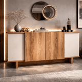 Modern Sideboard Sand–Walnut Look Melamine Diana 180 cm