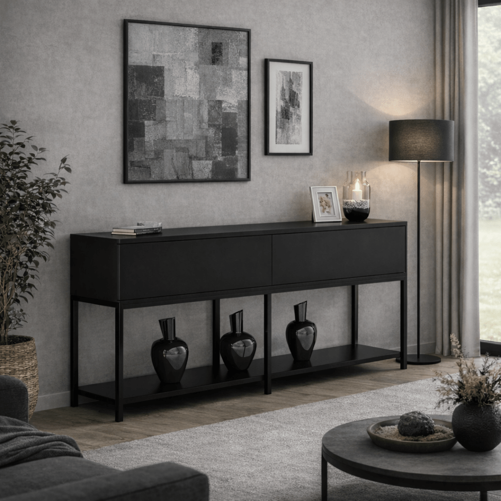 Modern Dresser Black Lord 150x30x80 - Two Compartments