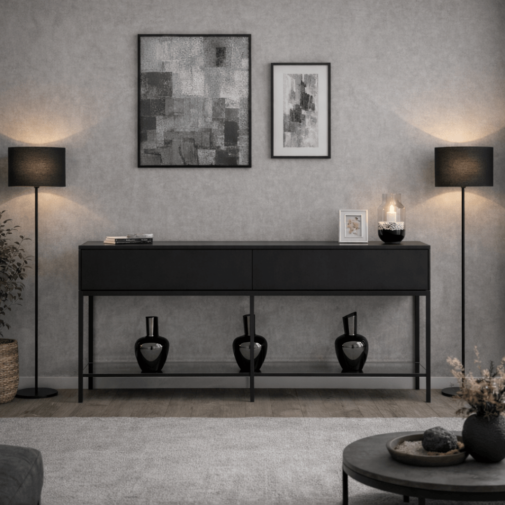 Modern Dresser Black Lord 150x30x80 - Two Compartments
