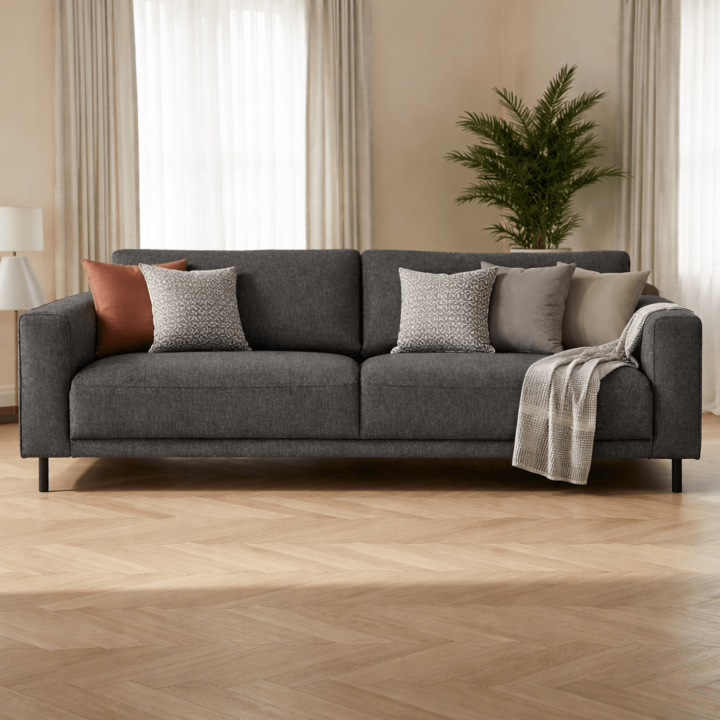Modern 3-seater Sofa Anthracite Fabric Aniko 213x90x78 cm 