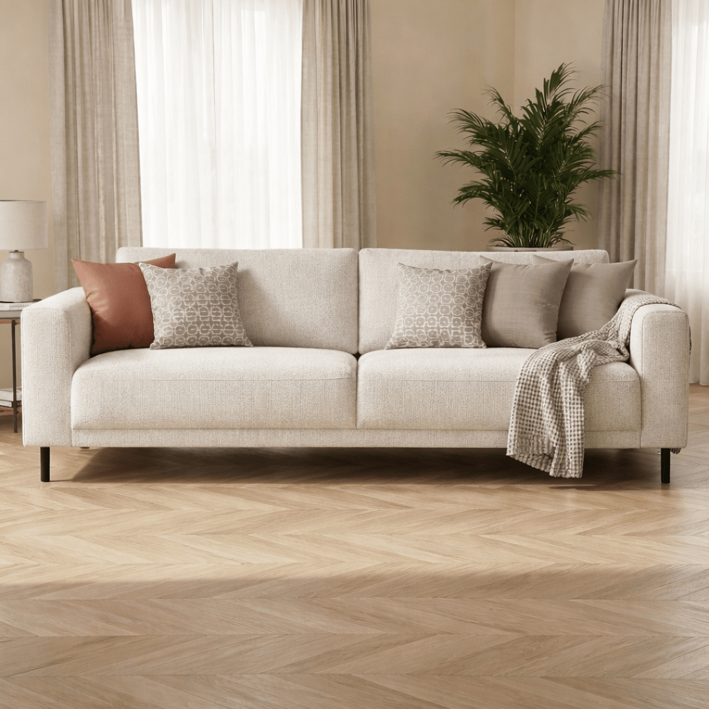 Modern 3-seater Beige Fabric Sofa Aniko 213x90x78 cm 