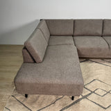 Modern 3-seater Corner Sofa Left Taupe Fabric Aniko with Lounger 240x197x78 cm 