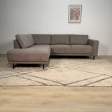 Modern 3-seater Corner Sofa Left Taupe Fabric Aniko with Lounger 240x197x78 cm 
