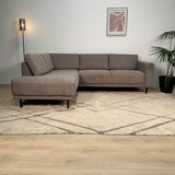 Modern 3-seater Corner Sofa Left Taupe Fabric Aniko with Lounger 240x197x78 cm 