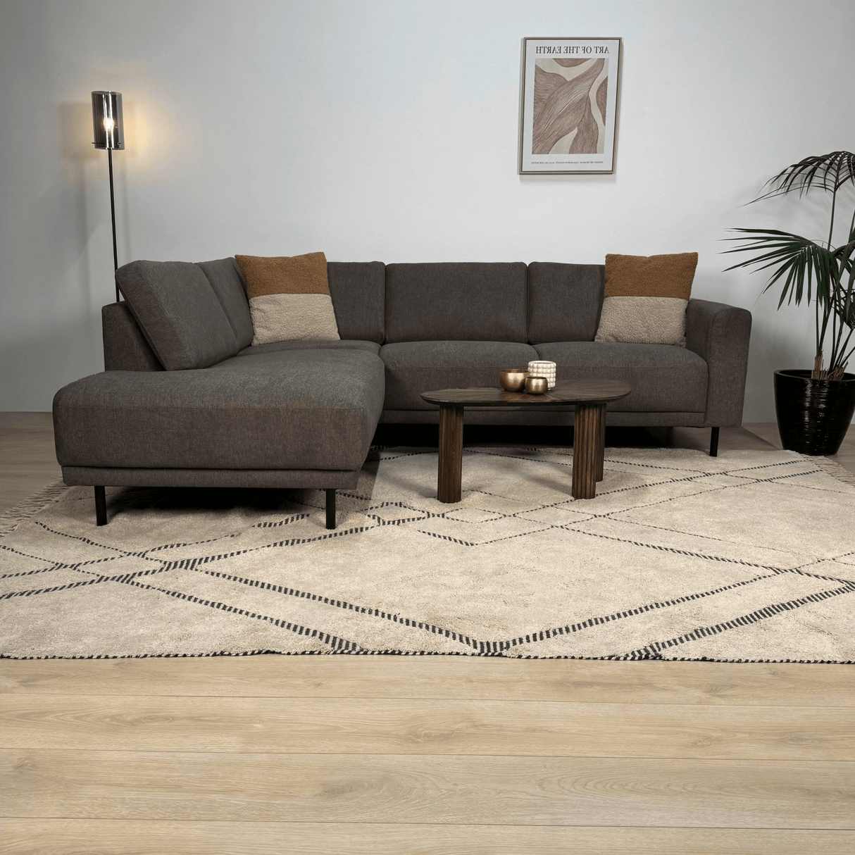 Modern 3-seater Corner Sofa Left Anthracite Fabric Aniko with Lounger 240x197x78 cm 