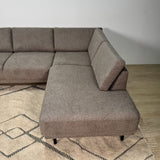 Modern 3-seater Corner Sofa Right Taupe Fabric Aniko with Lounger 240x197x78 cm 