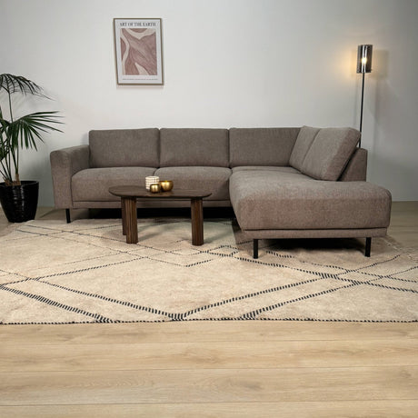 Modern 3-seater Corner Sofa Right Taupe Fabric Aniko with Lounger 240x197x78 cm 