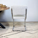 Modern Dining Chair Green Boucle Fabric Sway - Chrome Frame - Without Armrests 