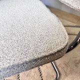 Modern Dining Chair Green Boucle Fabric Sway - Chrome Frame - Without Armrests 