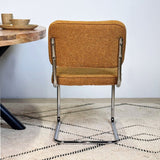 Modern Dining Chair Copper Bouclé Fabric Sway - Chrome Frame - Without Armrests 