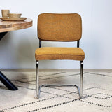 Modern Dining Chair Copper Bouclé Fabric Sway - Chrome Frame - Without Armrests 