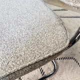 Modern Dining Chair Sand Color Bouclé Fabric Sway - Chrome Frame - Without Armrests 